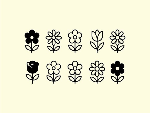 10 Flowers Icon: A Versatile Vector Collection for Modern Design
