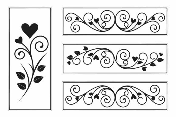 Black White Floral Scrollwork with Heart
