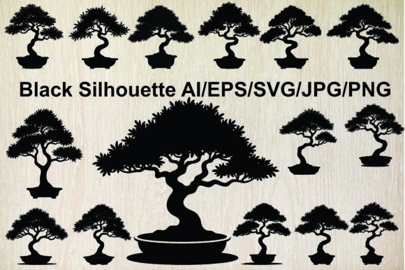 Bonsai Tree Silhouette Vector Set: A Versatile Design Resource