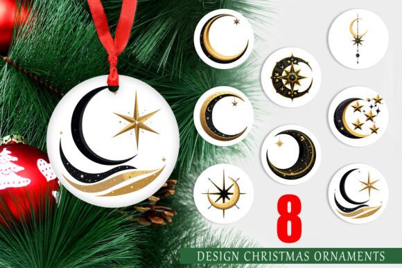 Celestial Moon Ornaments: A Cosmic Holiday Design Set