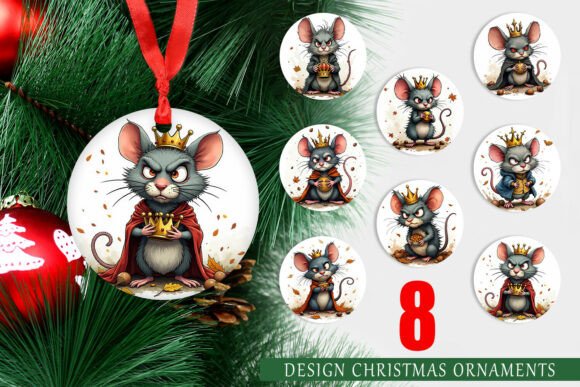Cranky Mouse King Mayhem Ornaments