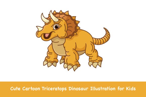 Cute Cartoon Triceratops Dinosaur Art