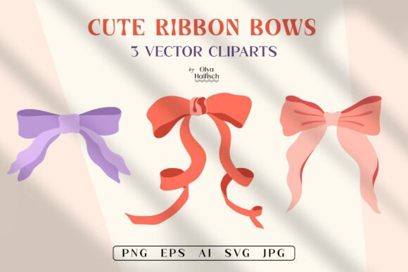 Cute Girly Ribbon Bows Vector Clipart: Elevating Your Designs with Coquette Aesthetic