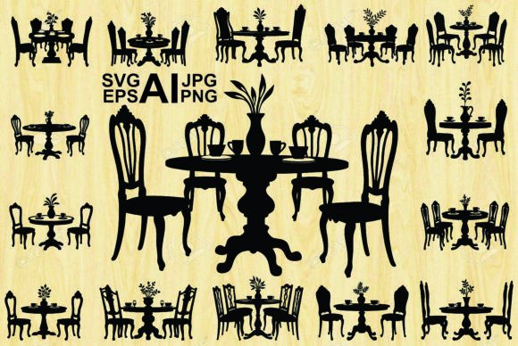 Dining Set Silhouette Vector: Essential Design Elements for Modern Interiors