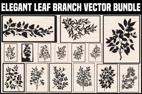 Elegant Leaf Branch Vector Bundle Set