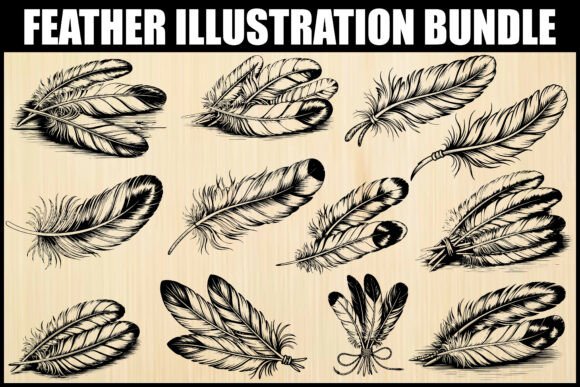 Elevate Your Creative Projects with a Hand-Drawn Feather Clipart Bundle