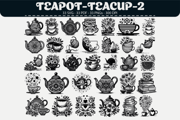Elevating Brand Aesthetics with Teapot Teacup Vector Clipart–33 Design