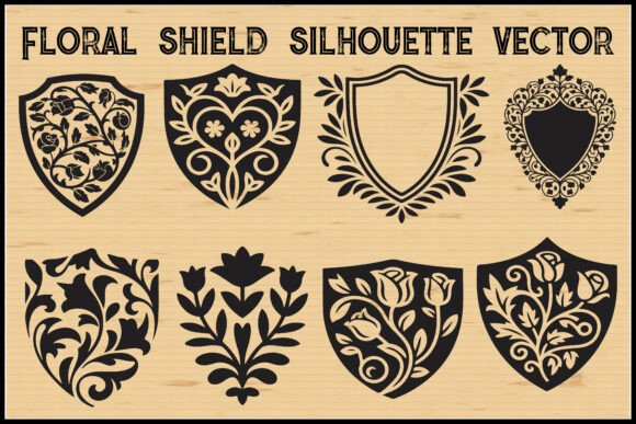 Elevating Design Projects with the Floral Shield Silhouette Emblem Bundle
