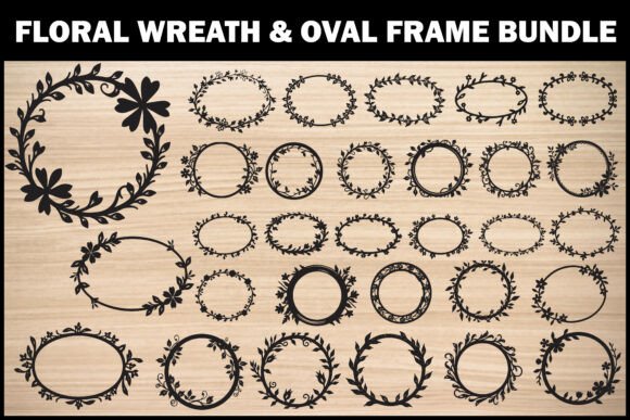 Enhance Your Creative Projects with the Floral Wreath Oval Frame SVG Set