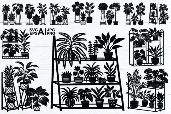 Enhancing Digital Design with a Plants Pot Silhouette Black Vector Set