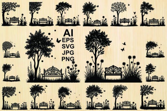 Enhancing Your Designs with Black Silhouette Garden Scenes and Vector Bundles