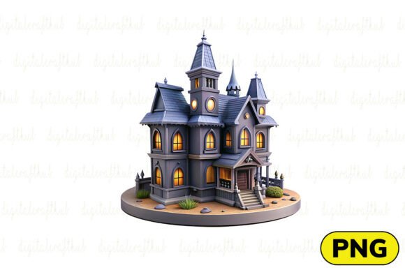 Evaluating the Spooky Victorian Haunted House 3d PNG for Digital Design
