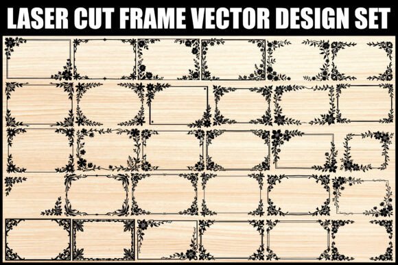 Floral Laser Cut Frame Vector Set
