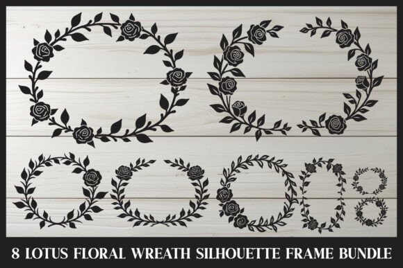 Floral Wreath Silhouette Frame Bundle