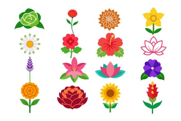 Flower Vector Icon Set: Elegant Floral Icons