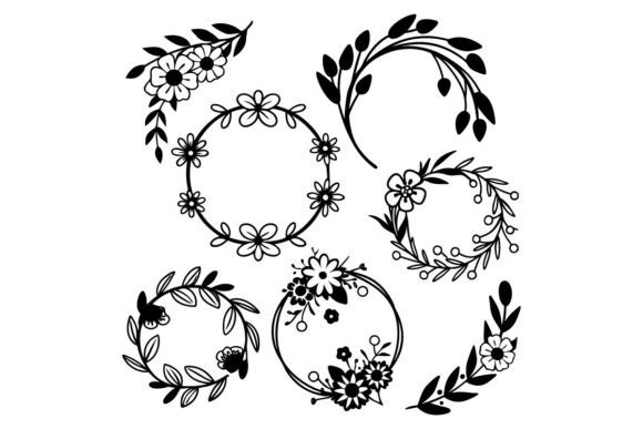Hand-Drawn Floral Wreaths & Borders