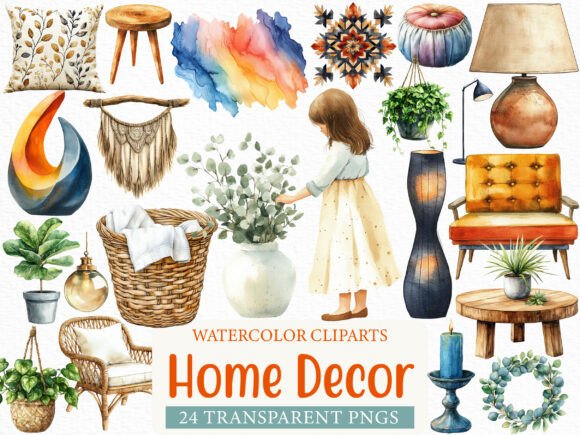 Home Decor Clipart Bundle: Cozy Design Assets