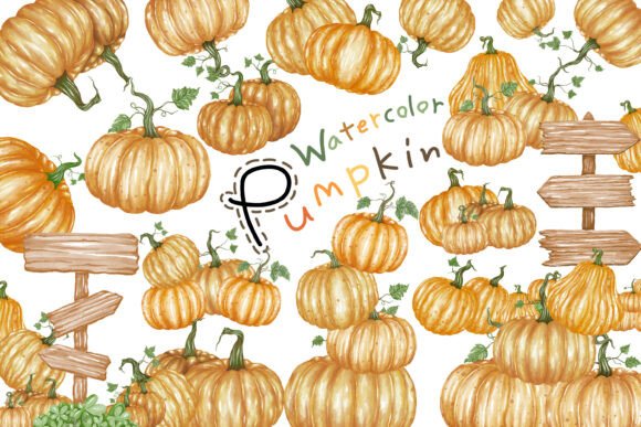 Integrating Watercolor Pumpkin and Wooden Sign Elements into Modern Digital Design