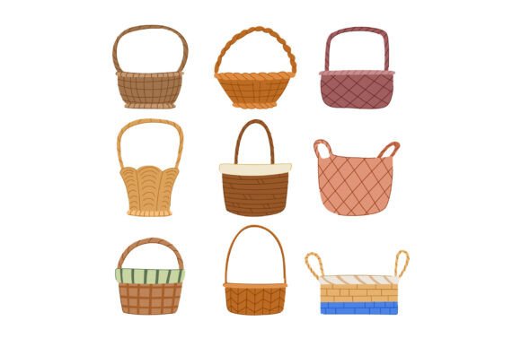 Integrating Wicker Basket Set Cartoon Assets into Creative and Commercial Workflows