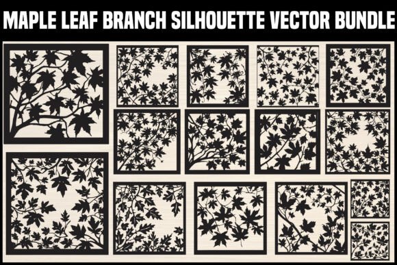 Maple Leaf Branch Silhouette Bundle