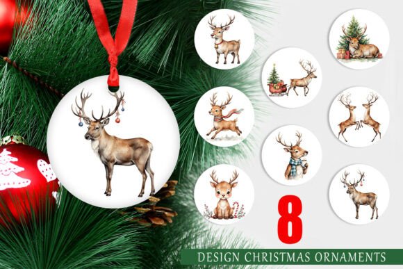 Ornament Jolly Reindeer: Elevate Your Holiday Decor with Printable Circular Designs