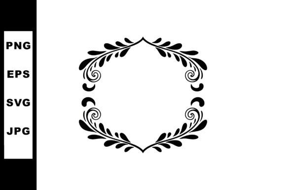 Ornamental Black Floral Frame with Swirl
