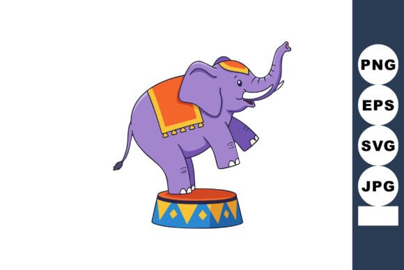 Purple Circus Elephant Balancing Art