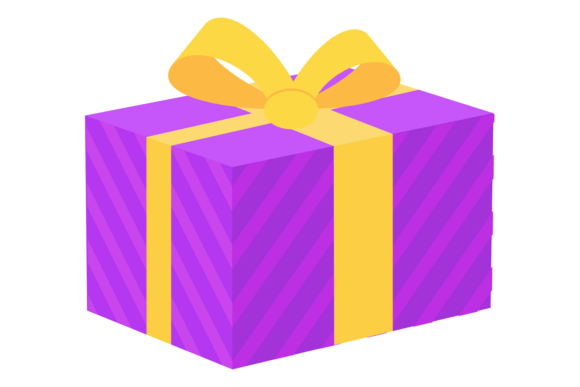 Purple Gift Box with Bright Ribbon