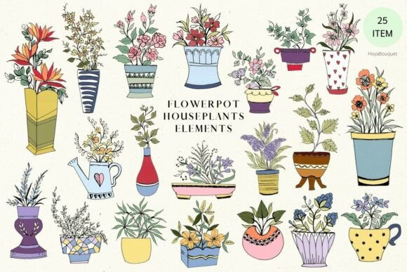 Strategic Visual Branding with Flowerpot Houseplants Elements