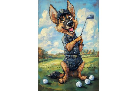Whimsical German Shepherd Art for Kids