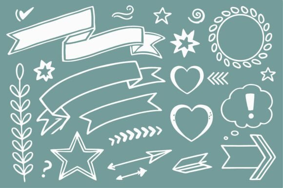 White Doodles on Teal Background: Elevating Design with Hand-Drawn Vector Elements